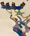 Metal Hand Crafted Menorah Artist Piper Strong Painted Sculpture 3 Women Moon