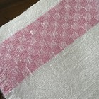 Vtg Linen Dish Towels Pink Check Stripe Kitchen Tea Set 15x32 Pair Farmhouse