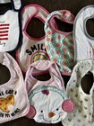 Infant Girl s Drool Bibs Lot Of 11 Hearts 4th July Pink  Baby Infant Bibs