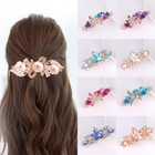 Women Flower Alloy Hairgrips Crystal Rhinestone Hairpin Barrette Wedding Party    