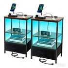 2 Pack Led Nightstand With Charging Station 1 Drawer Night Stand Bedside Table