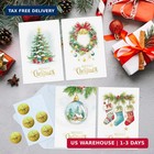 24 Pack Boxed Christmas Cards  4 Assorted Gold Foil Xmas Set Gift
