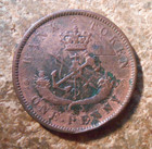 1850 Bank Of Upper Canada One Penny Bank Token Large Coin Corroded  cleaned