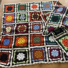 Vintage Handmade Afghan Granny Square Throw Blanket Multicolored Apx 70x42    Core