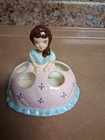 Vintage 4-place Girl Lipstick Holder  Ceramic 1950-60 Era Cosmetic Collectible