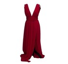 Lulus Red Plunging V Neck Maxi Dress S High Slit Formal Evening Gown Prom Hoco