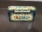 Vintage Daher Metal Hinged Tin Cottage Floral Design  Made In England