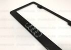 1pc 3d  4 Ring Logo  - Black Stainless Steel License Plate Frame W screw Caps