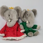 Vintage 1977 Eden Toys Babar   Celeste Plush Elephant Set King Queen 11 5 