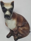 Vintage Boxer Dog Figurine Ceramic Brown White Mid Century Style Statue