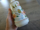 Antique Victorian Milk Glass Violet Barber Bottle Painted Flowers Whitall Tatum