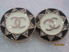 Chanel 2 Button Gold Tone   Metal   Cc Logo 24mm  clear Rhinestones   Lot 2