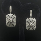 Art Deco Vintage Style Diamond Drop Dangle Engagement 14k White Gold Fn Earrings