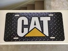 Caterpillar Cat White Yellow Black Simulated Diamond Plate License Front Auto