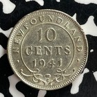 1941-c Newfoundland 10 Cents Lot t7358 Silver  High Grade  Beautiful 