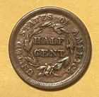 1850 Braided Hair Half Cent   Strong  Vf    Scarce Date