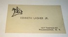 Rare Antique   Vintage American Equestrian Kenneth Lasher Jr  Business Card  Ny 