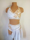 Two Piece White Solo Lyrical Dance Costume Contemporary Leotard