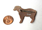 Handmade Enamel On Copper Sheep  Pin Brooch Signed Inga- Red lavender Colors