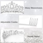 Silver Crystal Princess Tiara Crown Headband With Combs For Bridal Wedding Prom