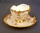 Antique Royal Worcester Cup And Saucer Empress Reticulated Porcelain 1892