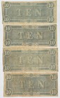 4x 1864  10 Ten Dollar Richmond Confederate Civil War Currency Note - Item 145 