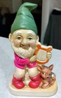 Vintage Lot Of 3 Ceramic Homco Garden Gnomes With Forest Friends And Instruments