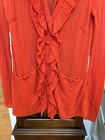 Leifsdottir Anthropologie Red Orange Cardigan Sz Small Lightweight Ruffled New