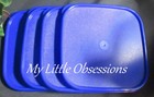 Tupperware New Set Of 4 Modular Mates Replacement Square Seals Lids Blue