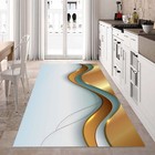 Modern Hall Runner  Gold Line Rug  Abstract Carpet  Luxury Runner
