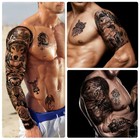 Full Arm Temporary Tattoo Waterproof For Men l22 8   xw7      46 Sheets Fake Tattoos