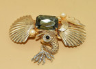 Kirks Folly Royal Fish   Shells Hair Clip Barrette W   Rhinestone Made In France