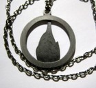Vintage Camp Fire Girls Large Pewter Necklace Campfire Flame 24  Jewelry Gift