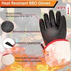 Bbq Gloves - 1472  f Thicken Heat Resistant W s-hook 14 In Black 