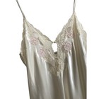 Vintage Cream Slip With Lace And Floral Embroidered Neckline