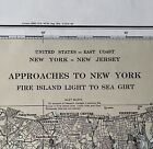 Vintage 1986 Approaches To New York Fire Island Nautical Chart Map - 52    X 36   