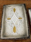 Two Vintage Mid Century Gold   White Serving Plates 