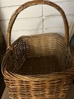Vintage Rectangular Woven Wicker Gathering Market Basket W Handle 16   x 13    X 15   
