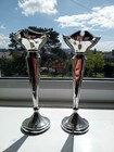 2 Antique Sterling Silver Art Neovou Vases Cs fs 1913-15 Rd 589899 Monogram Sj