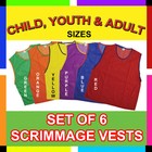 6 Scrimmage Vests Soccer Basketball Football Child Youth Adult Pinnies Jerseys