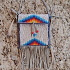 Vintage Native American Southwest Indian Art Beaded Leather Pouch Handmade 