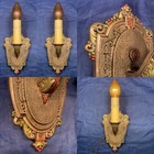 Pair Beautiful Finish Riddle Co  Sconces Candle Fixtures 9e