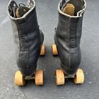 Vintage 1930s Chicago Hyde Roller Skates Womens 8-9 Wood Wheels Leather Antique