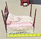 Vtg Concord Sutter St Vanity Dresser 4-poster Bed Bespaq Stool Dollhouse 1 12