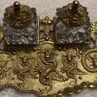 Antique Brass Bronze Inkwell Dragons Serpents Crystal Baccarat  Office Desk