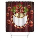 Christmas Shower Curtain Bathroom Rug Set Bath Mat Pedestal Rug Toilet Lid Cover