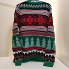 Ugly Christmas Sweater Santa Claus Pullover Men s M Black Red Holiday Knit