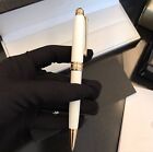 High Grade Metal Series White - Gold Color 0 7mm Nib Ballpoint Pen No Box