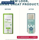 Cliganic Organic Cotton Swabs  500 Count - 100  Pure Natural Cotton  Chlorine-fr