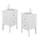 Set Of 2 Fch Nightstand End Table With Two Drawer White Finish Bedside Table